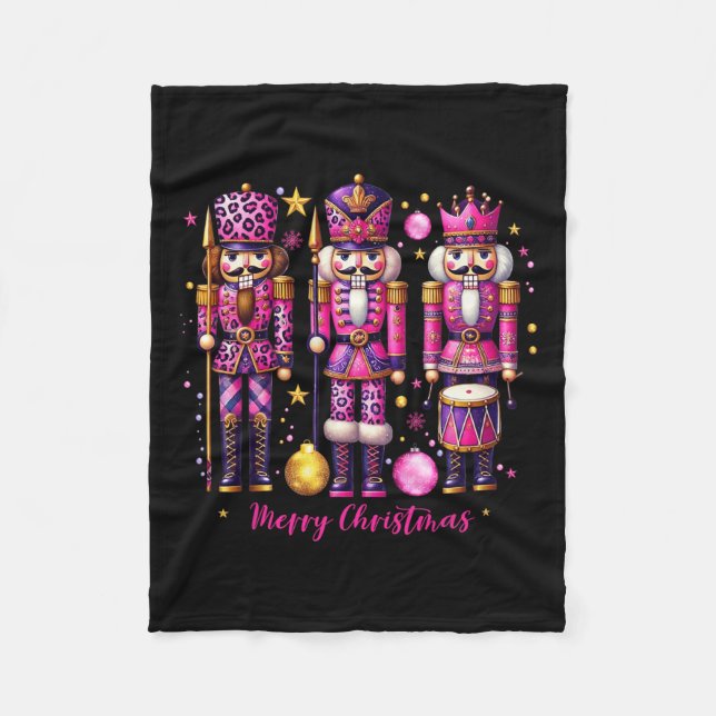 Couverture Polaire Pajama de Noël 2024 de Noël rose Léopard (Devant)