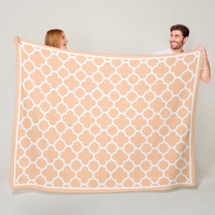 Couverture Polaire Pale Été Pêche Orange Blanc Rétro Chic Motif