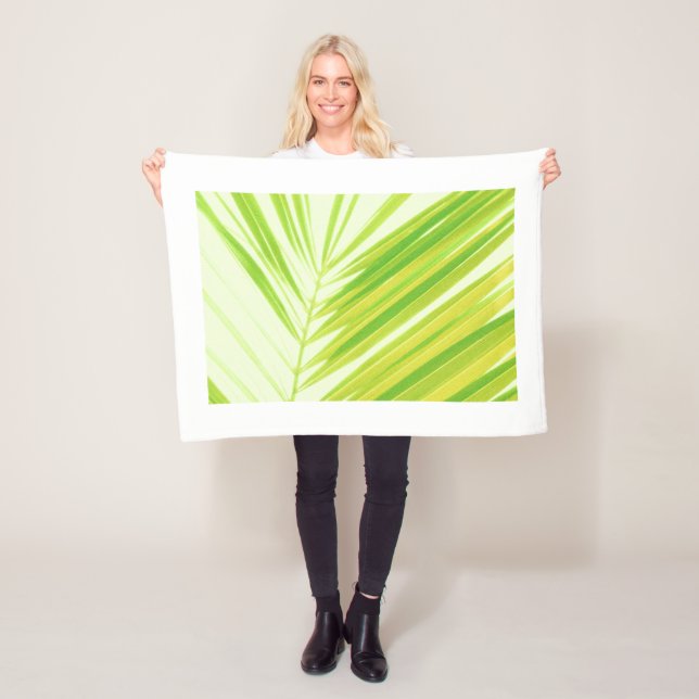 Couverture Polaire Pale Green Pastel Palm Feuilles (En situation)