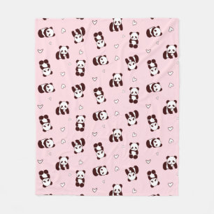 Couverture Polaire Pale rose Panda Coeur polaire