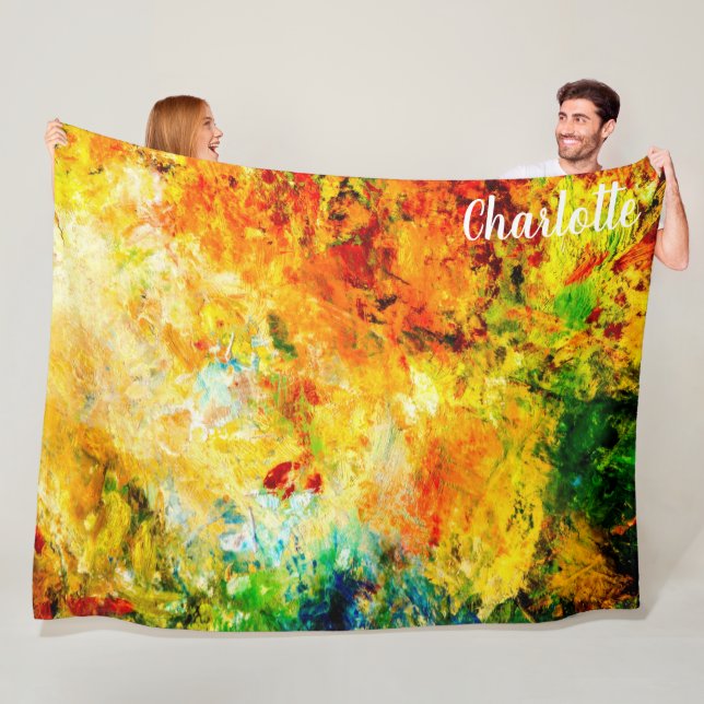 Couverture Polaire Palette Artiste Colorée (En situation)