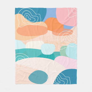 Couverture Polaire Palette de couleurs Sunset Abstraite de formes bio