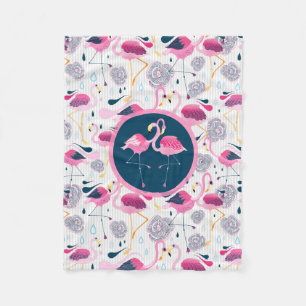 Couverture Polaire Palettes Stylized Tropical et Pink Flamingos