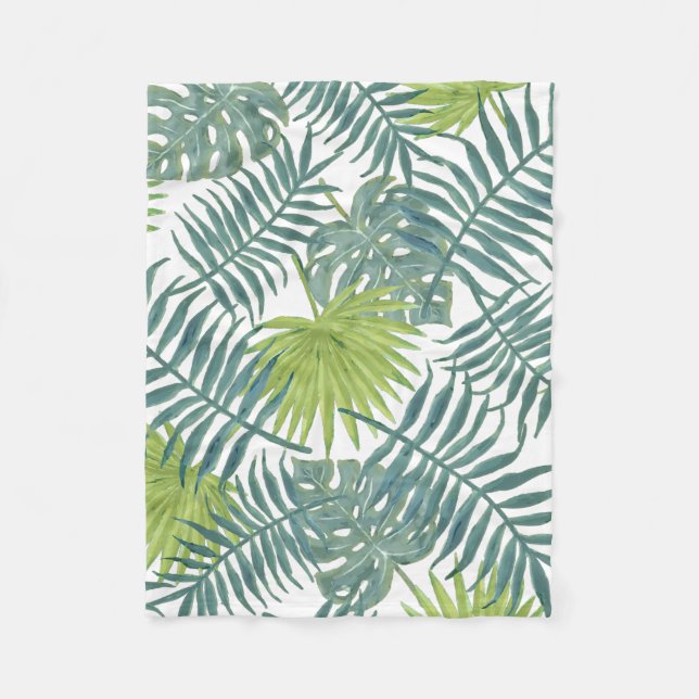 Couverture Polaire Palm Tree Fronds Peinture hawaïenne (Devant)