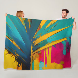 Couverture Polaire Palme d'or – Énergie Tropicale Abstraite