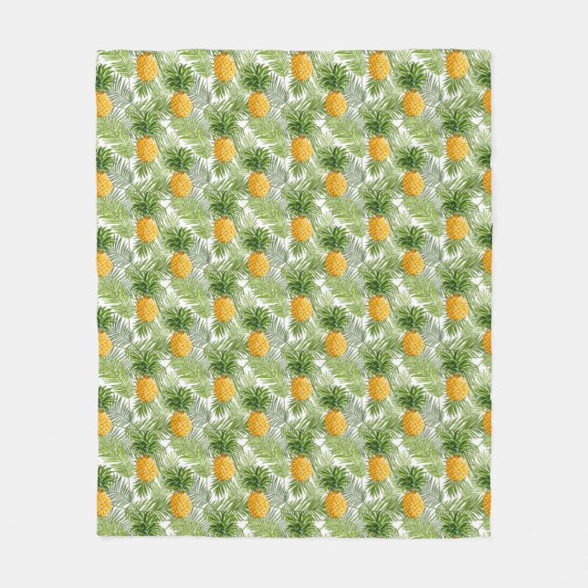 Couverture Polaire Palmettes et ananas tropicaux (Devant)