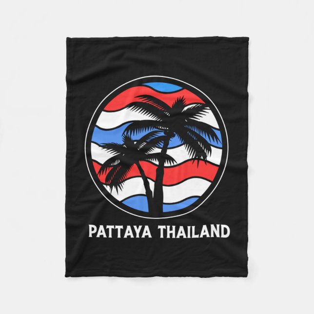 Couverture Polaire Palmier coco rétro plage tropicale Pattaya (Devant)