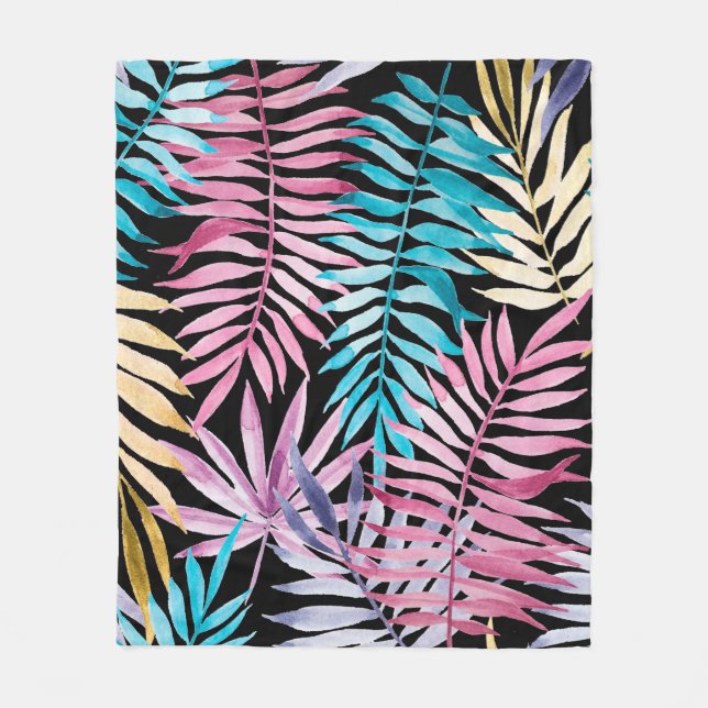 Couverture Polaire Palmier coloré feuille motif (Devant)