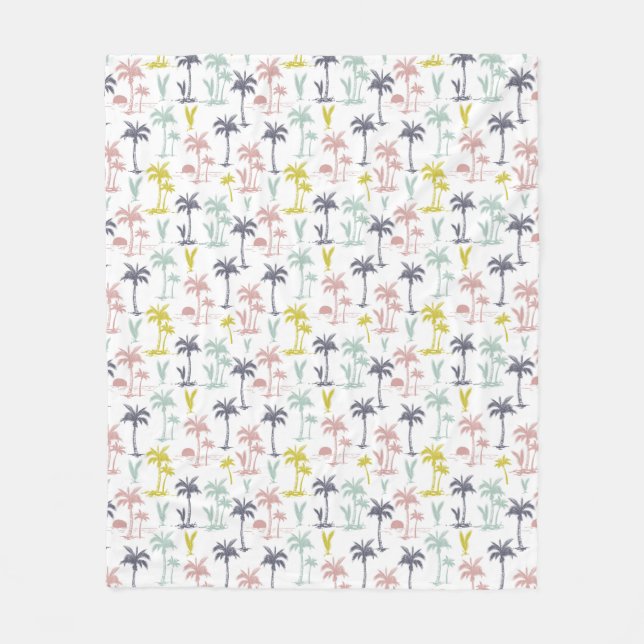 Couverture Polaire Palmier en pastel par le motif de plage (Devant)