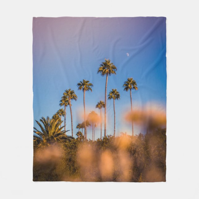 Couverture Polaire Palmier sous ciel bleu (Devant)