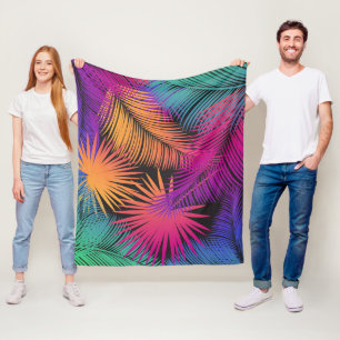 Couverture Polaire Palmier tropical Feuille Jungle Rainbow