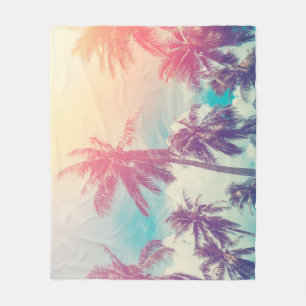 Couverture Polaire Palmiers en silhouette, coucher de soleil abstrait