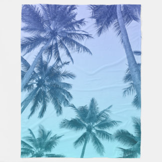 Couverture Polaire Palmiers tropicaux Turquoise Gradient tendance
