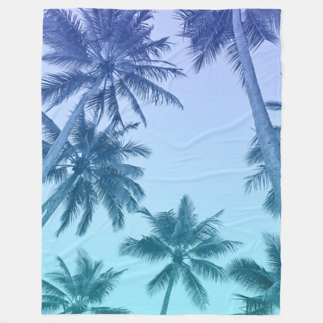 Couverture Polaire Palmiers tropicaux Turquoise Gradient tendance (Devant)