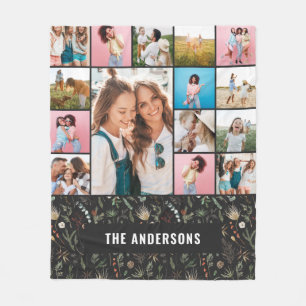 Couverture Polaire Pampas minimale moderne botanique noire 15 photo