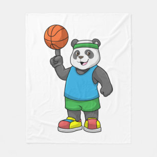 Couverture Polaire Panda aux sports avec basket-ball