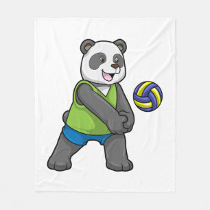 Couverture Polaire Panda aux sports avec volleyball