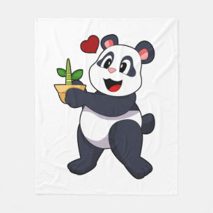Couverture Polaire Panda avec fleur de bambou