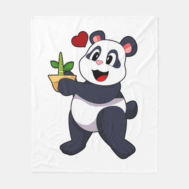 Couverture Polaire Panda avec fleur de bambou (Devant)