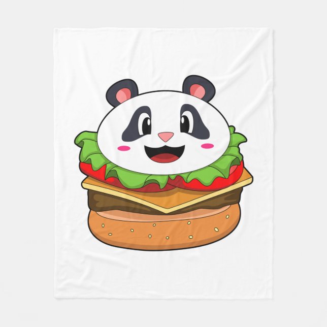 Couverture Polaire Panda avec hamburger (Devant)