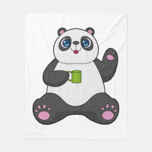 Couverture Polaire Panda avec tasse de café