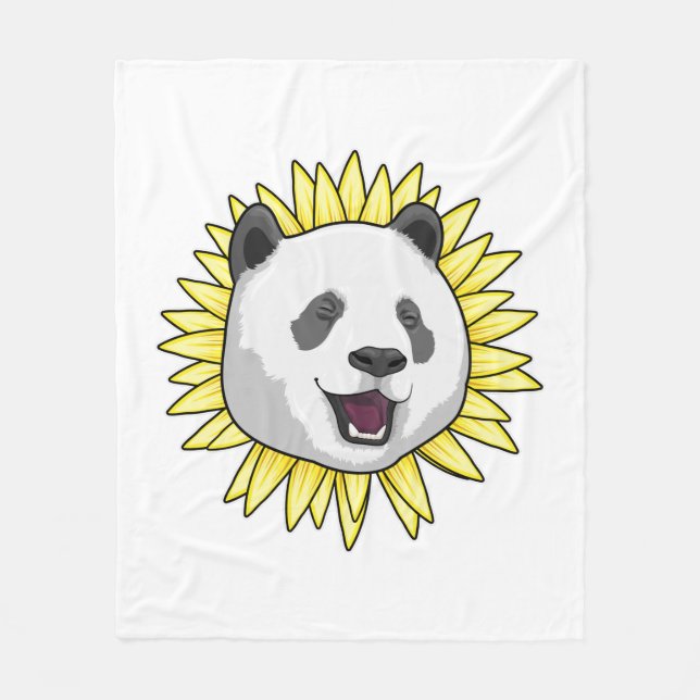 Couverture Polaire Panda avec tournesol (Devant)