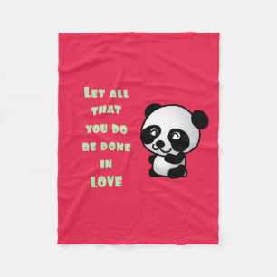 Couverture Polaire Panda avec une citation d'amour inspirationnelle