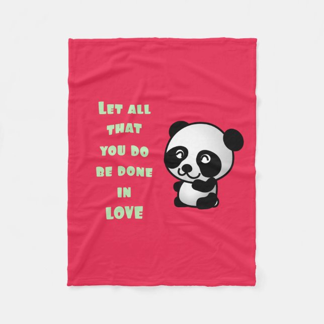 Couverture Polaire Panda avec une citation d'amour inspirationnelle (Devant)