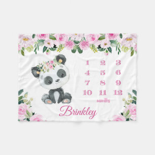 Couverture Polaire Panda Bear Baby Girl Monthly Milestone Baby
