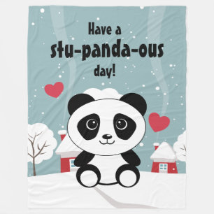 Couverture Polaire Panda Bébé Cute En Hiver Gris Neige