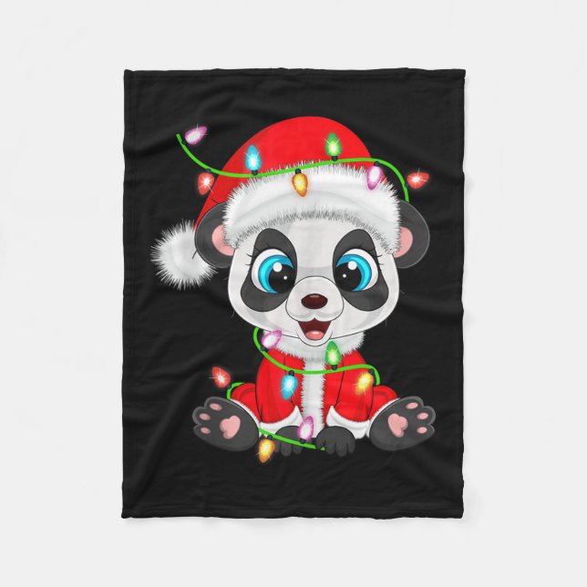 Couverture Polaire Panda Christmas Lights Santa Costume Cute Animal X (Devant)