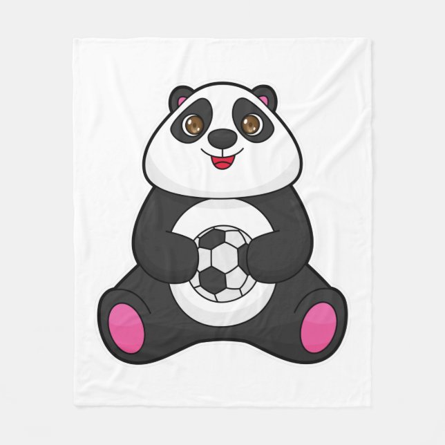 Couverture Polaire Panda comme joueur de football avec balle de footb (Devant)