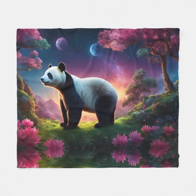 Couverture Polaire Panda dans un jardin d'Imaginaires (Devant (Horizontal))