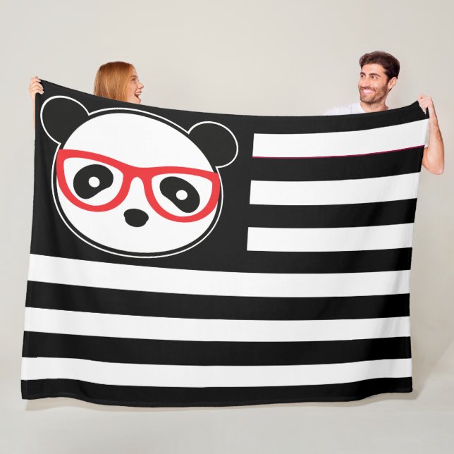 Couverture Polaire Panda Drapeau Américain Ours Panda Thème Drapeau A (En situation)