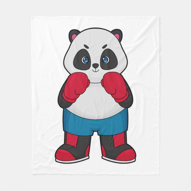 Couverture Polaire Panda en boîte avec gants de boxe (Devant)