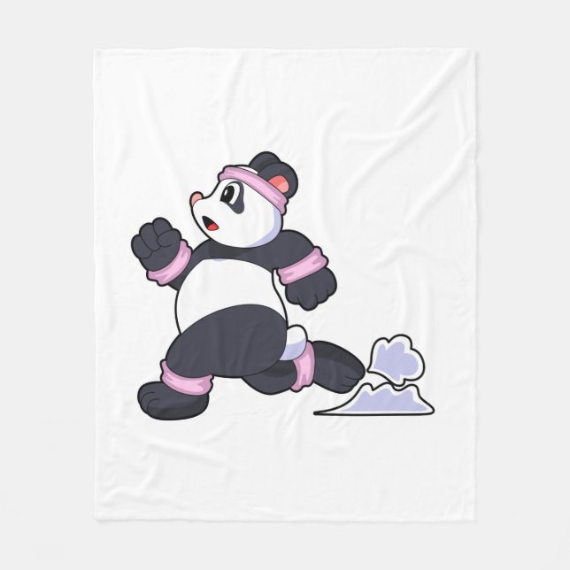 Couverture Polaire Panda en coureur à la course (Devant)