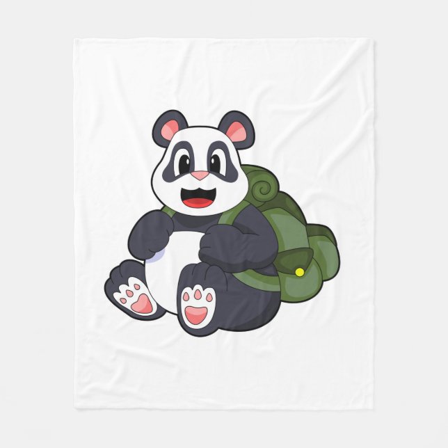 Couverture Polaire Panda en randonneur avec sac à dos (Devant)