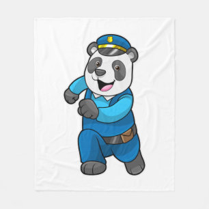Couverture Polaire Panda en tant qu'officier de police avec casquette