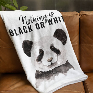 Couverture Polaire Panda Funky Moderne Noir Et Blanc Avec Citation
