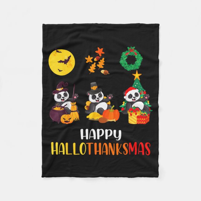 Couverture Polaire Panda Halloween Christmas Happy Hallothanksmas Pan (Devant)