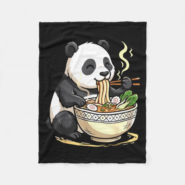 Couverture Polaire Panda mangeant des nouilles Ramen drôles  (Devant)