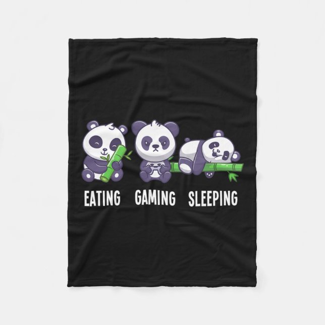 Couverture Polaire Panda Manger Jeu Dormir Pour Jeu Multijoueur (Devant)