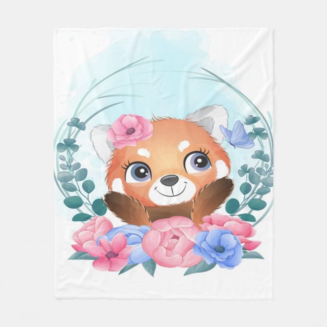 Couverture Polaire Panda | Petite Panda Rouge (Devant)