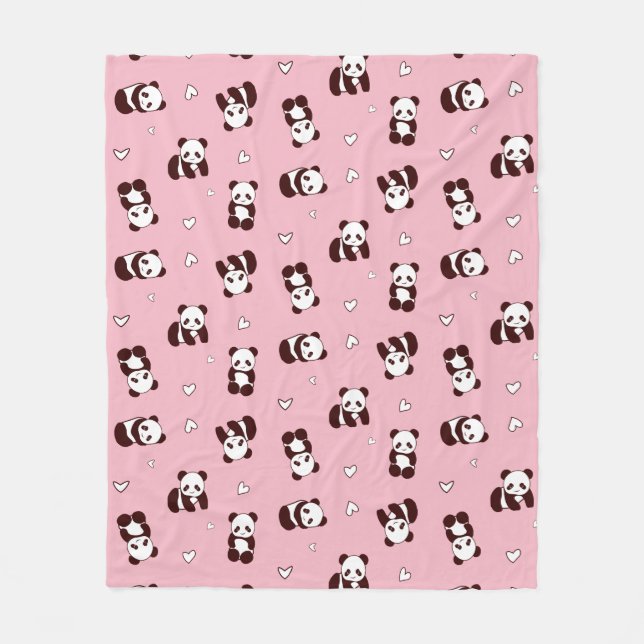 Couverture Polaire Panda rose Coeur polaire (Devant)