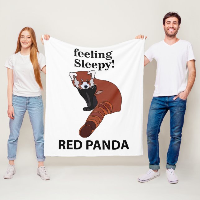 Couverture Polaire Panda Rouge Sentant Sleepy Drôle Panda Rouge (En situation)
