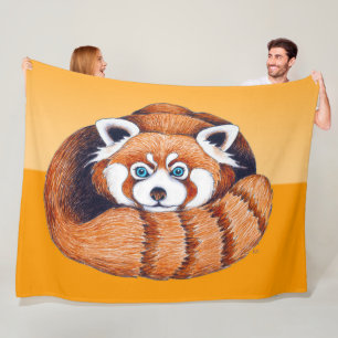 Couverture Polaire Panda rouge sur orange