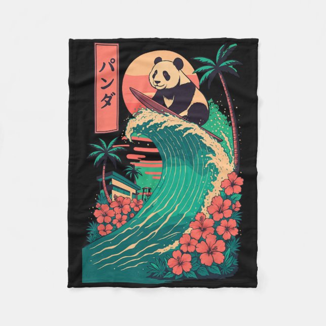 Couverture Polaire Panda Surfing Japanese _2  (Devant)