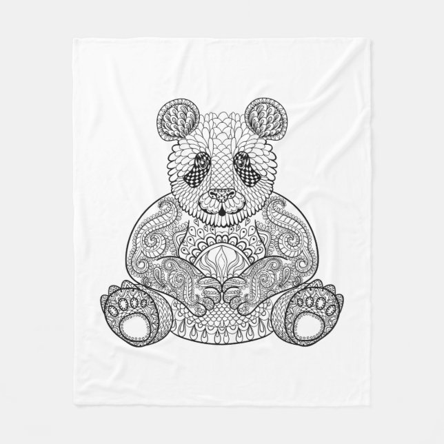 Couverture Polaire Panda tribal inspiré (Devant)