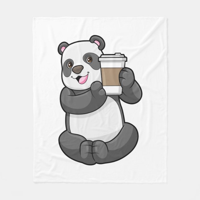 Couverture Polaire Panda with Coffee to go (Devant)