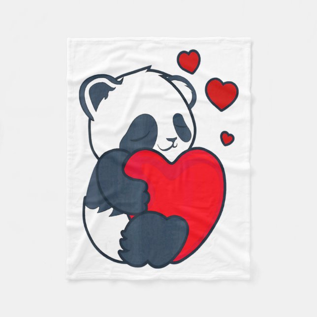 Couverture Polaire Panda Women Valentines Day Girlfriend Heart  (Devant)